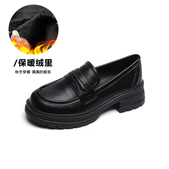 Damen Mokassin-Schuhe mit robustem Plateau und eleganter Schnalle
