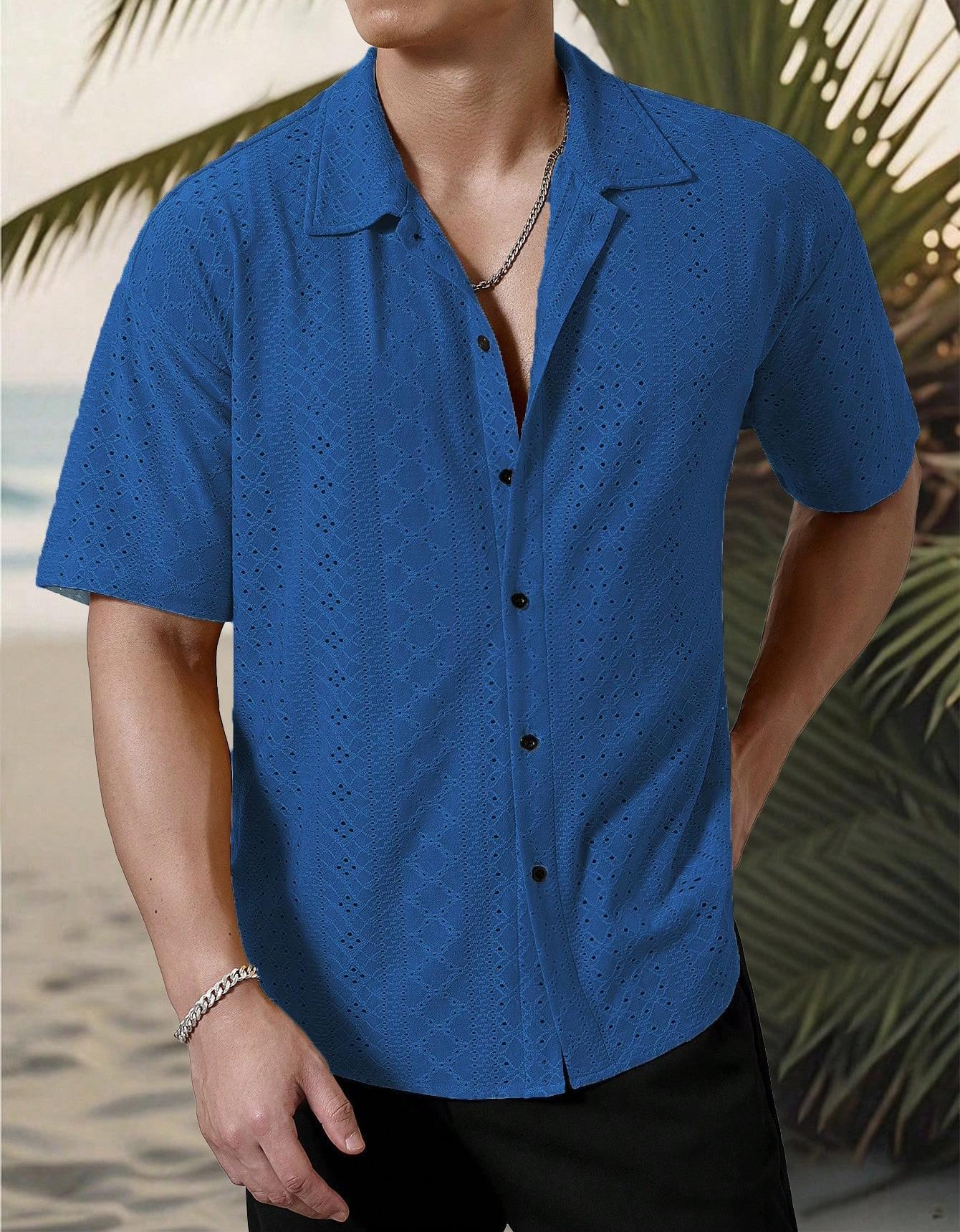 Herren Kurzarmhemd mit strukturiertem Design und atmungsaktivem Material