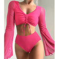 Damen Hochgeschnittener Bikini mit transparenter Blusenoberteil Shopnory
