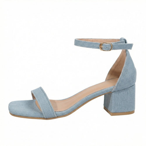 Damen Riemchen-Sandalen mit blockiertem Absatz und verstellbarem Knöchelriemen