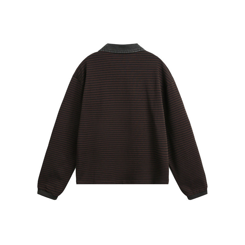 Unisex Relaxed-Rugby-Poloshirt mit Cordkragen und feinem Ringelstrick Shop Nory