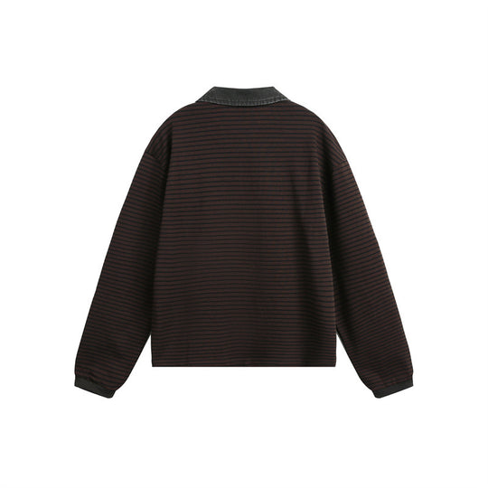 Unisex Relaxed-Rugby-Poloshirt mit Cordkragen und feinem Ringelstrick Shop Nory