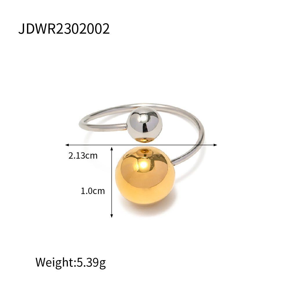 Damen Offener Ring mit modernen Kugeldesigns und hypoallergener Edelstahlverarbeitung Shop Nory
