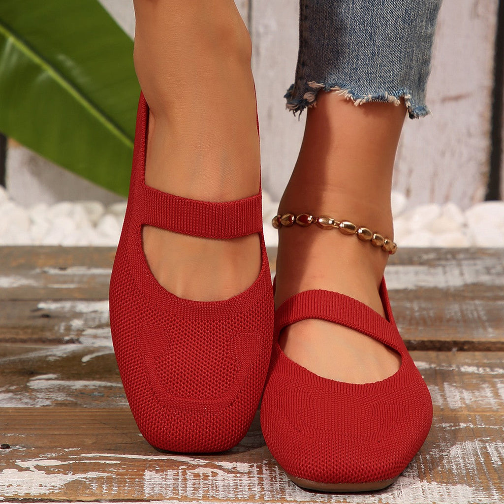 Damen Ballerinas mit elastischem Riemen und komfortablem Fußbett