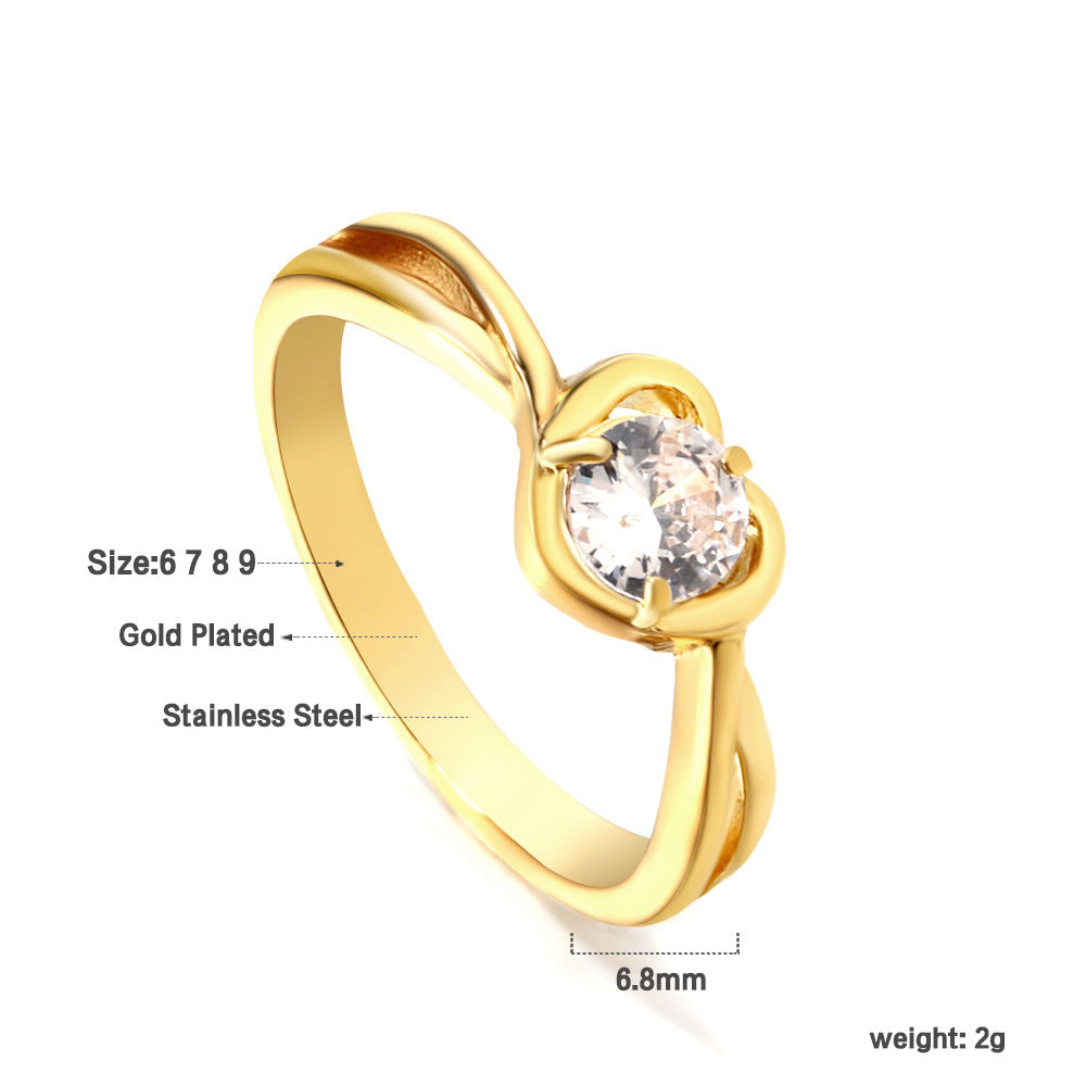 Damen Ring mit brillantem Zirkonia und eleganter Edelstahlfassung Shop Nory