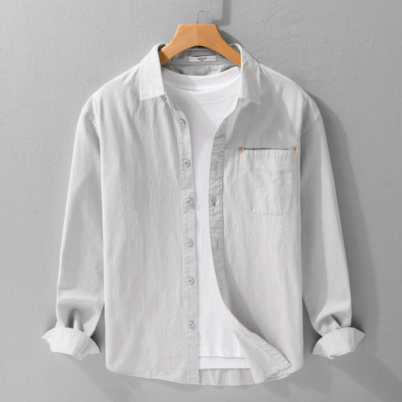 Herren Leichtes Baumwoll-Layering-Overshirt mit tonaler Brusttasche und Soft‑Touch‑Finish Shop Nory