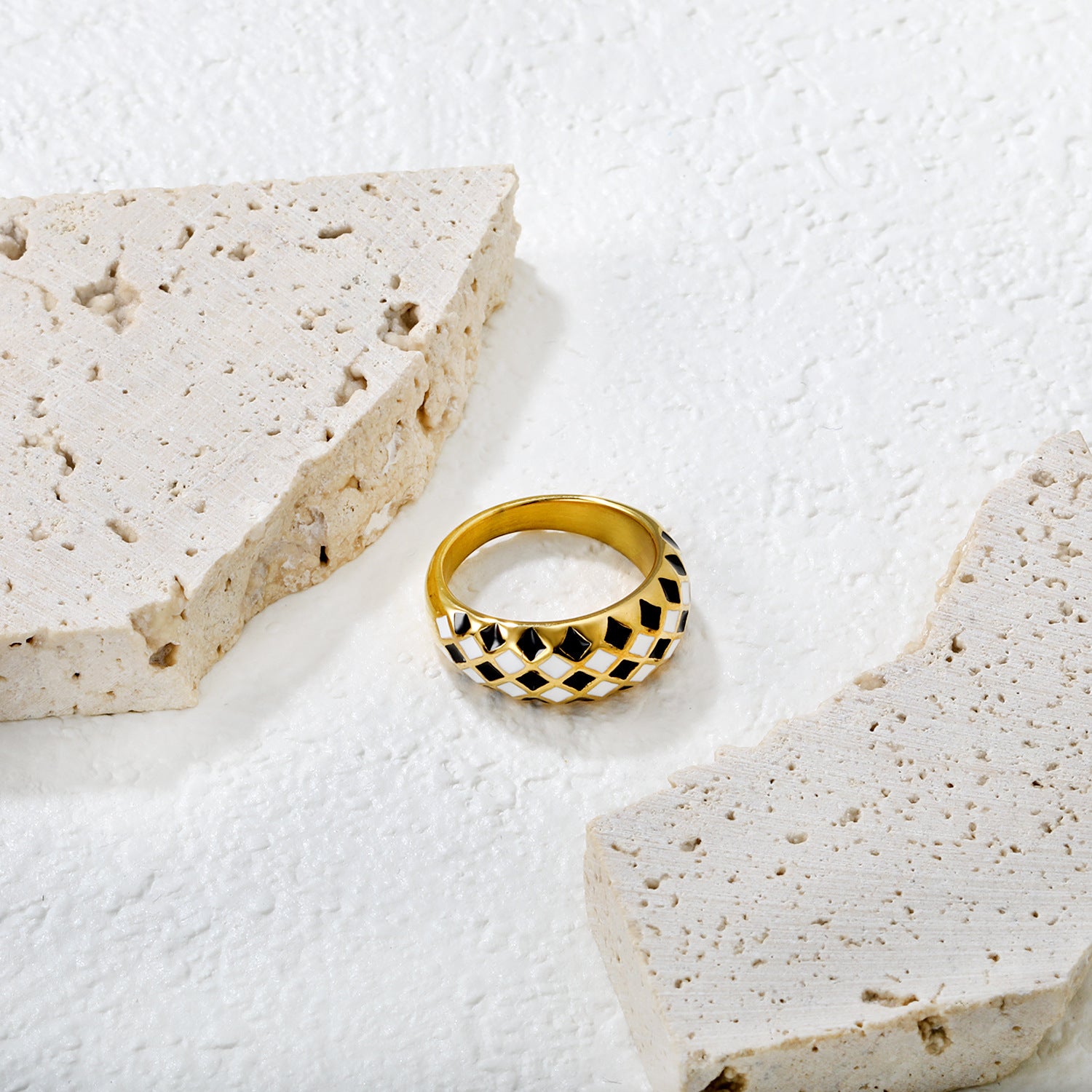 Damen Ring mit modernem, geometrischem Design aus hochwertigem Edelstahl Shop Nory