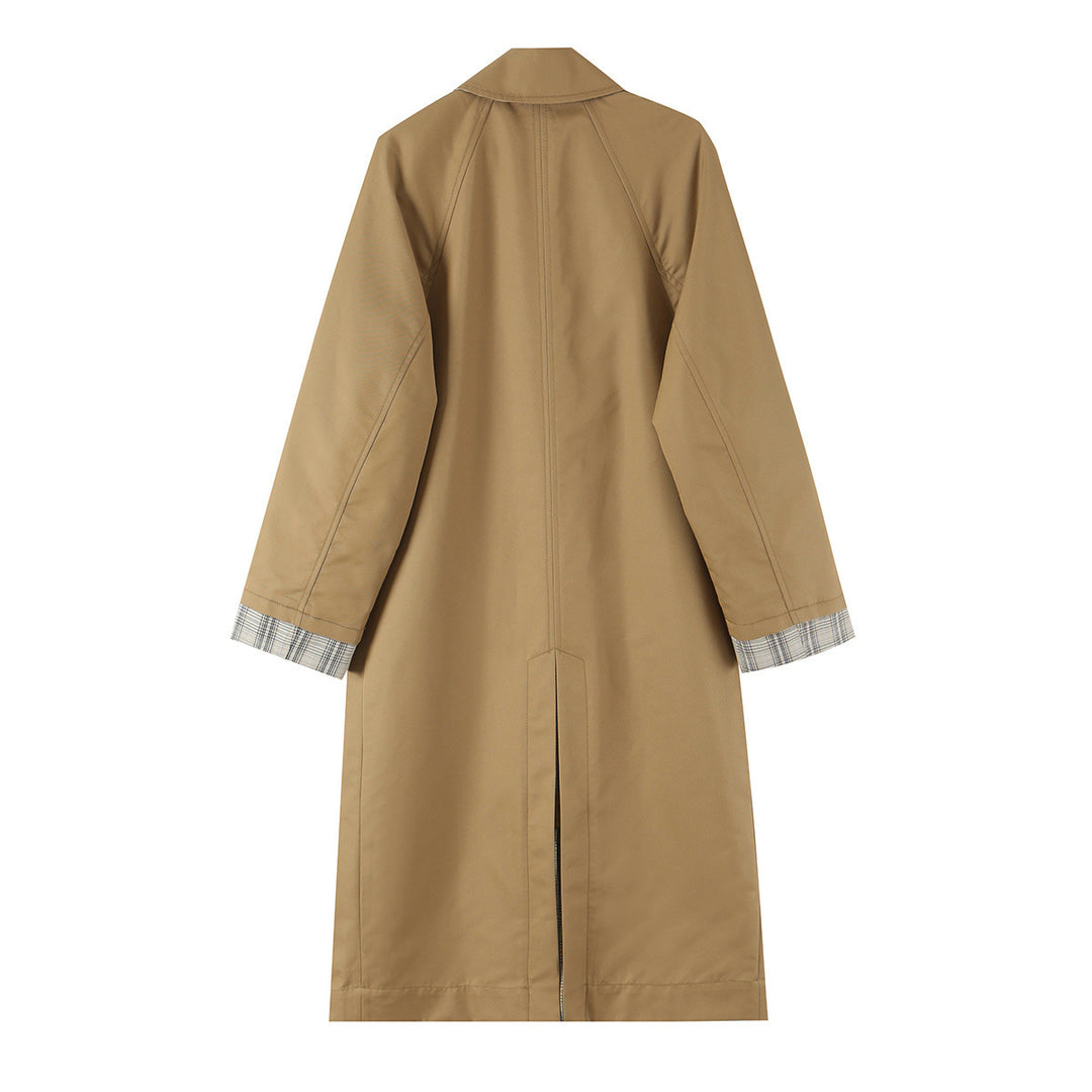 Damen Wendbarer Trenchcoat mit Raglanärmeln, kariertem Innenfutter und verdeckter Knopfleiste Shop Nory