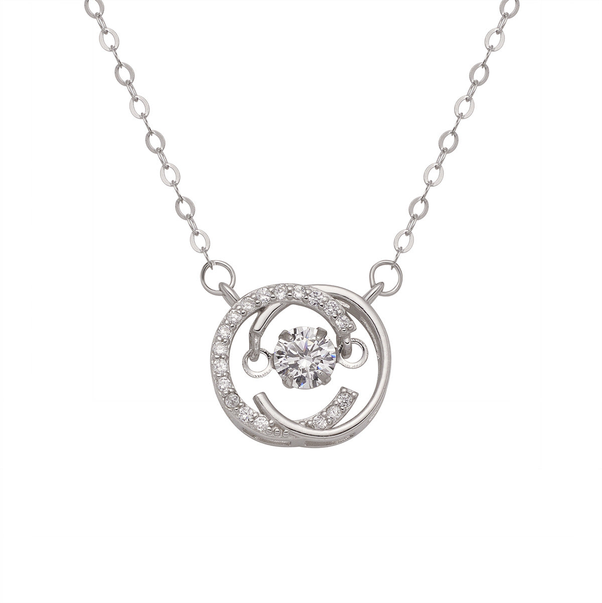 Damen elegante Halskette mit schimmerndem Anhänger und funkelnden Zirkonia Shop Nory