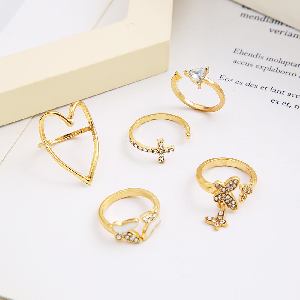 Damen Ring-Set mit funkelnden Stern- und Mondmotiven Shop Nory