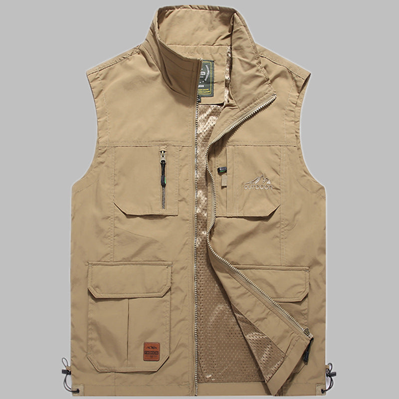 Herren multifunktionale Outdoor‑Utility‑Weste mit Reißverschluss, Mehrfachtaschen und atmungsaktivem Meshfutter Shop Nory