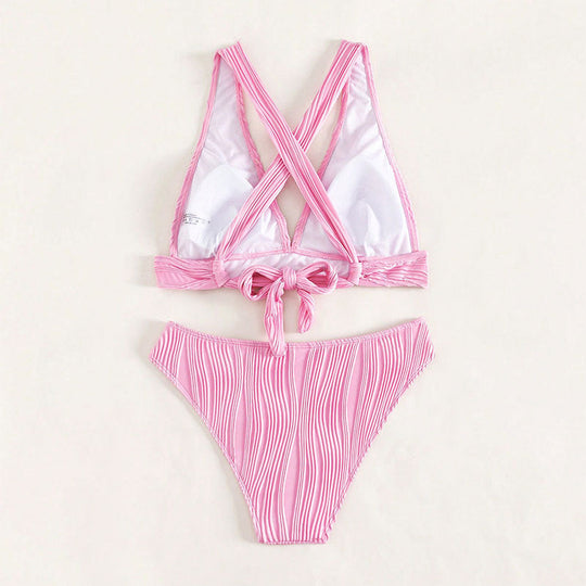 Damen Hochgeschnittener Bikini mit strukturiertem Oberteil