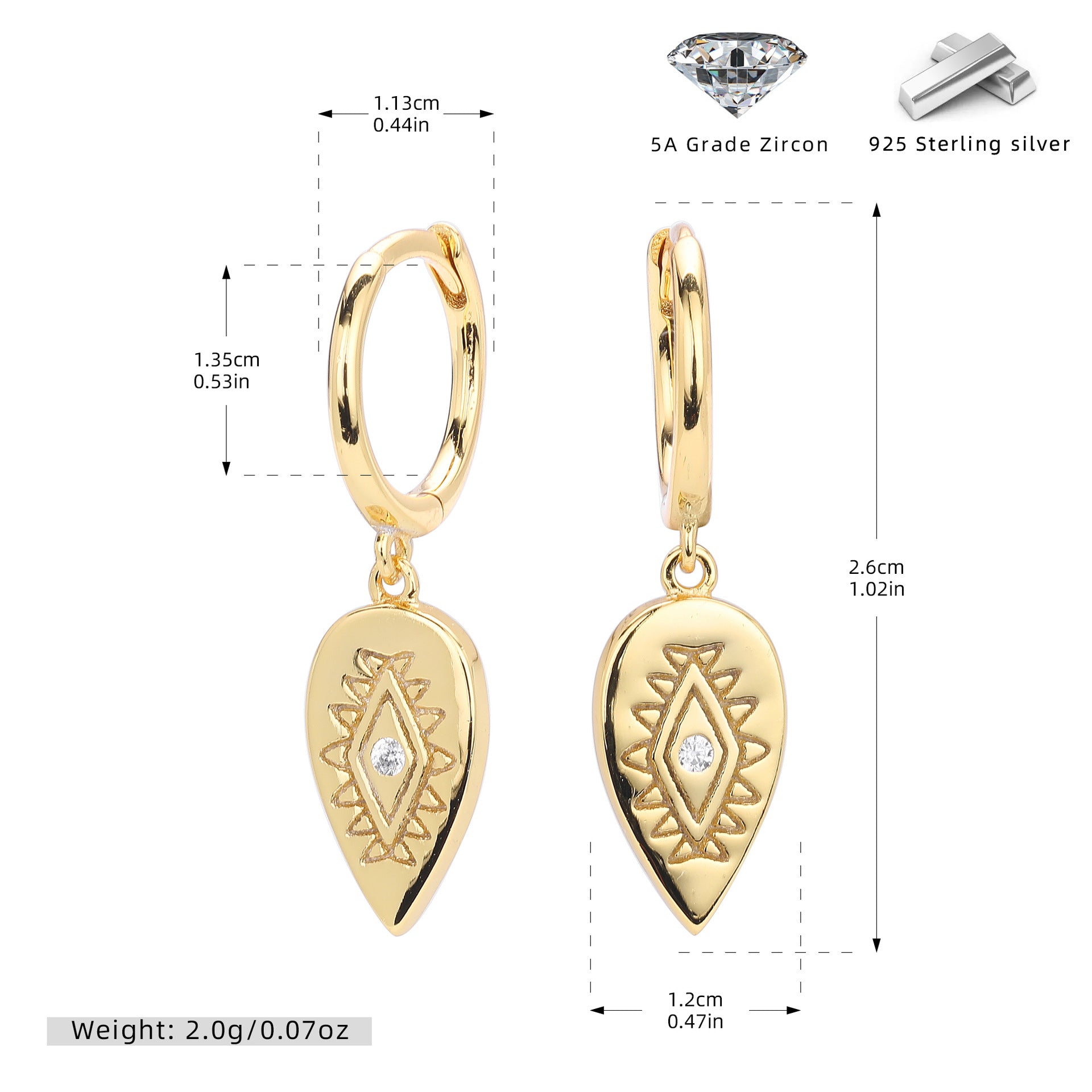 Damen Ohrhänger mit luxuriösem Tropfenmotiv aus 925 Sterling Silber Shop Nory