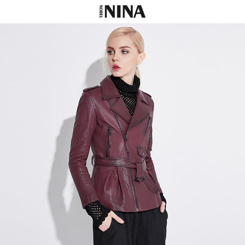 Damen Stylische Lederbikerjacke mit tailliertem Schnitt Shop Nory