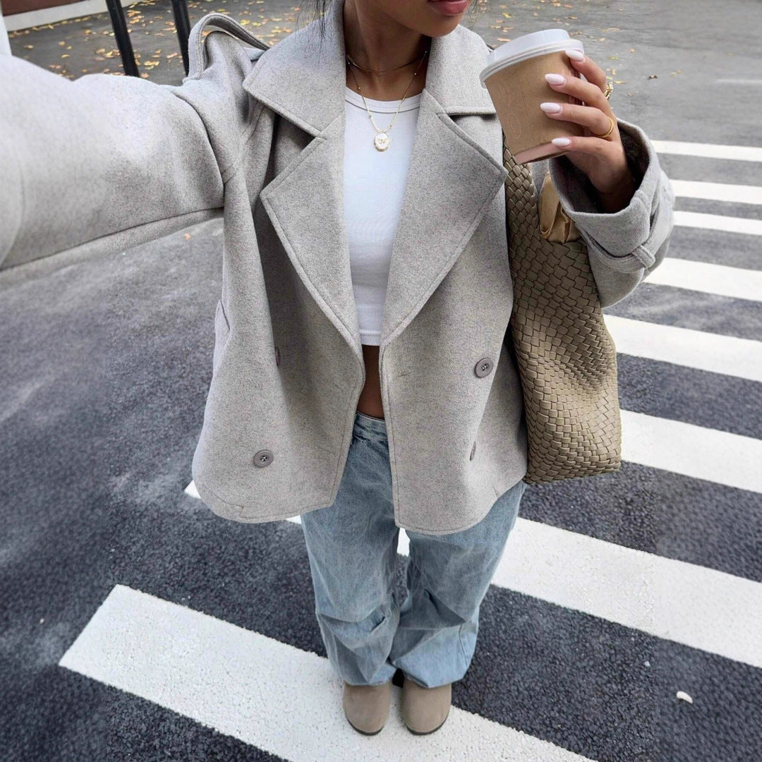 Damen Elegantes Oversized Wolljacke