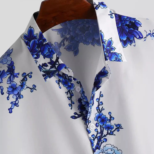 Herren Kurzarmhemd mit elegantem floralem Druck und hochwertigem Material