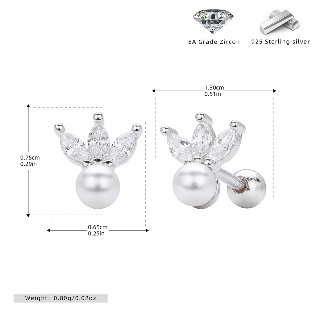 Damen Ohrstecker mit luxuriösem Zirkon-Anhänger und Perlendesign Shop Nory