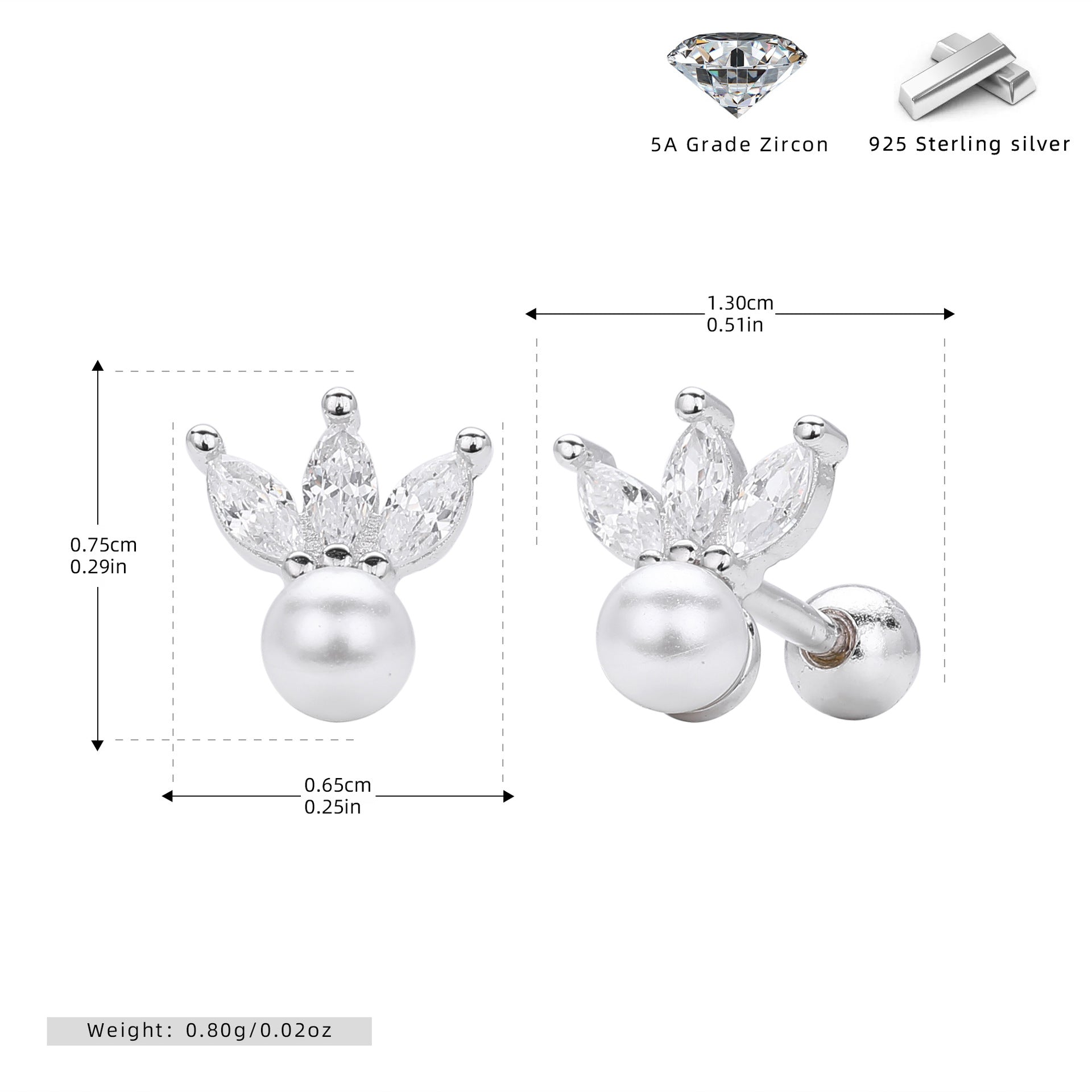 Damen Ohrstecker mit luxuriösem Zirkon-Anhänger und Perlendesign Shop Nory
