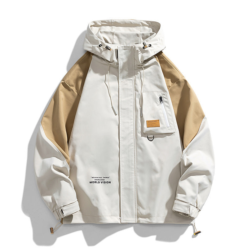 Herren Wasserabweisende Kapuzen-Fieldjacke im Colorblock-Utility-Design mit Brusttasche Shop Nory