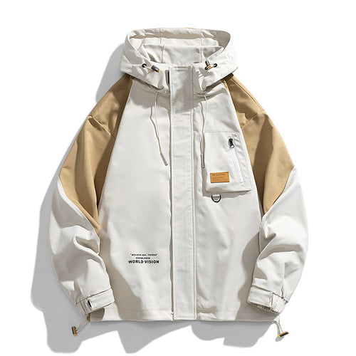 Herren Wasserabweisende Kapuzen-Fieldjacke im Colorblock-Utility-Design mit Brusttasche Shop Nory