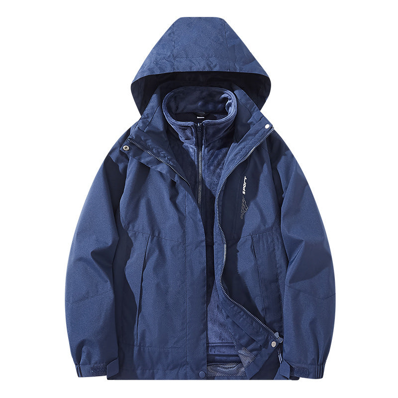 Herren Wasserabweisende zweilagige Trekkingjacke mit abnehmbarer Fleece-Innenjacke und Kapuze Shop Nory
