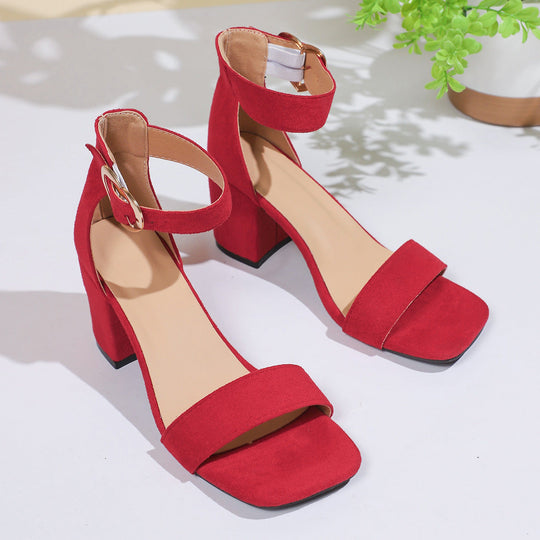 Damen Elegante Blockabsatz Sandalen mit verstellbarem Riemchen