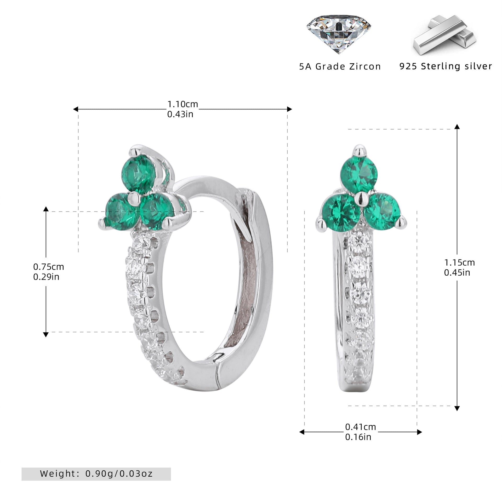 Damen Ohrhänger mit glitzerndem Zirkonmotiv und hochwertigem 925 Sterling Silber Shop Nory