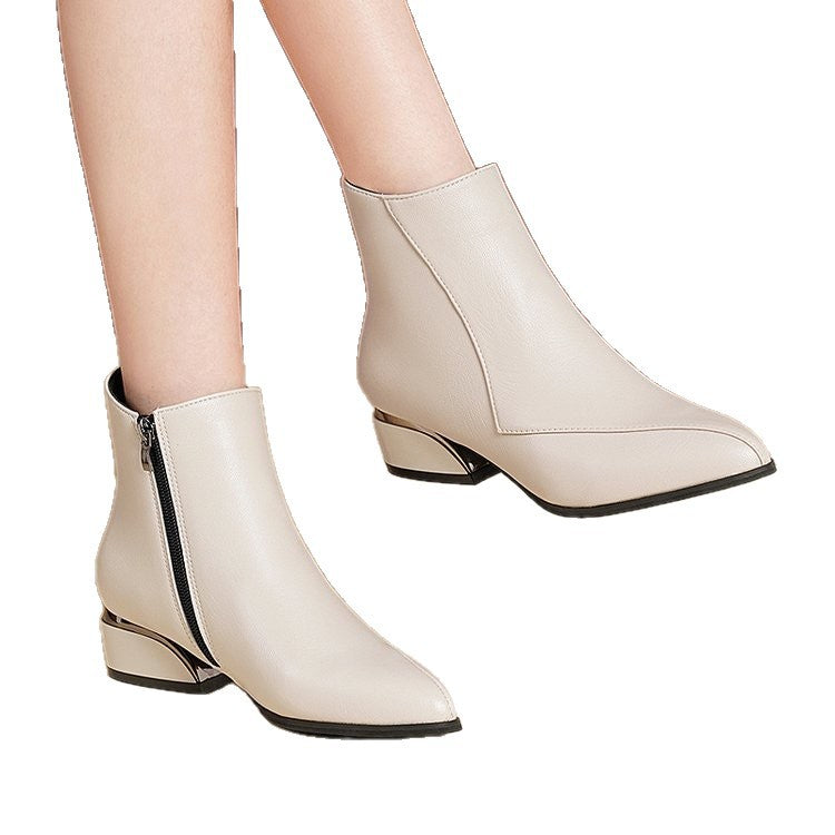 Damen Kurzstiefelette mit spitzer Zehenpartie und skulptiertem Blockabsatz Shop Nory