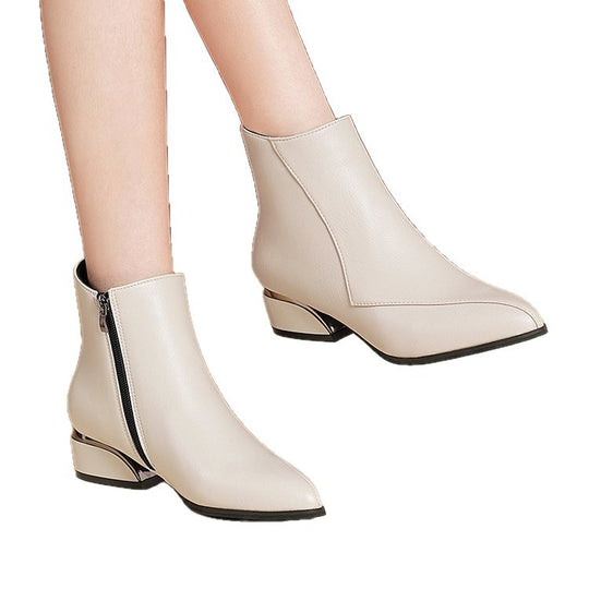 Damen Kurzstiefelette mit spitzer Zehenpartie und skulptiertem Blockabsatz Shop Nory