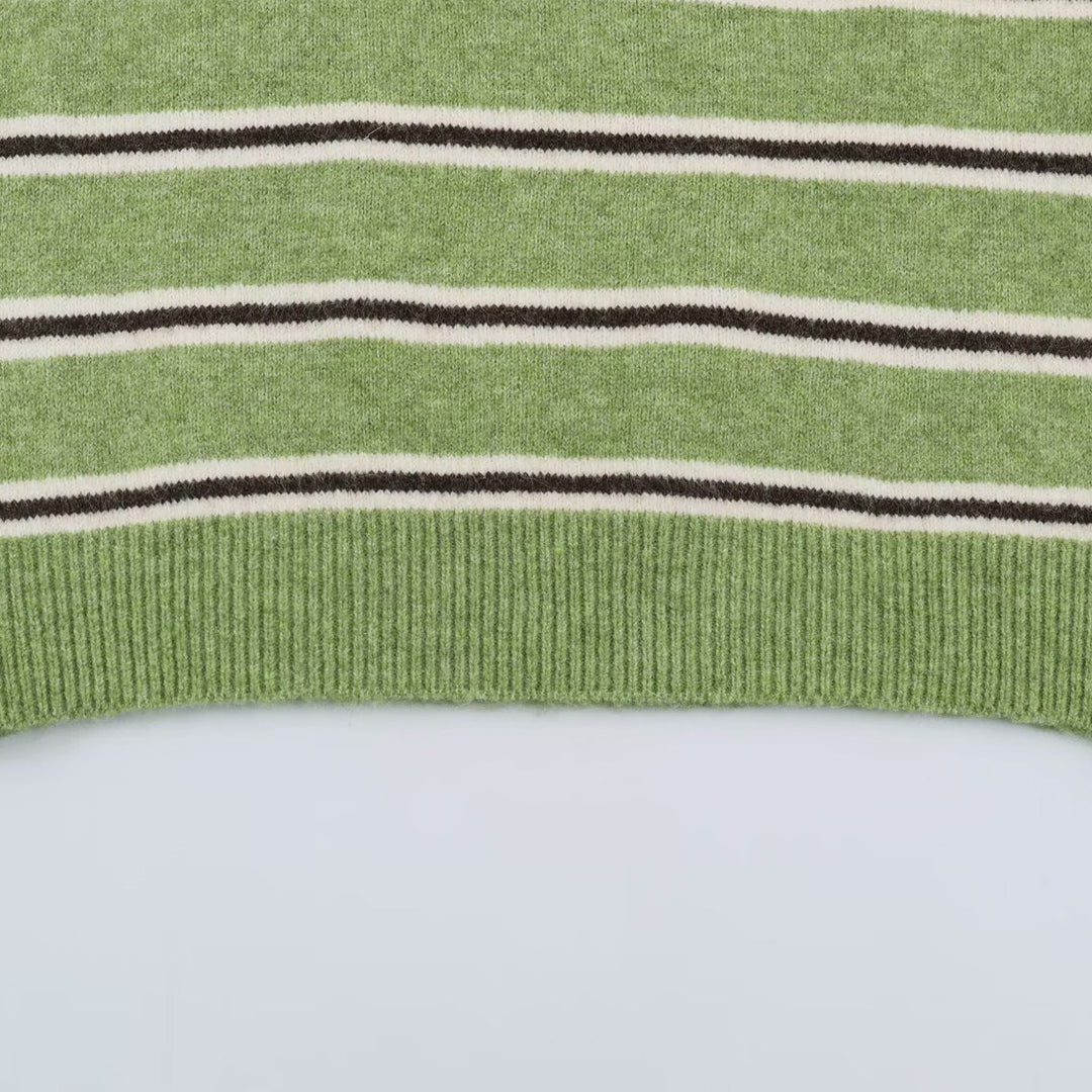 Damen Oversize-Polopullover mit Streifenmuster und Knopfleiste Shop Nory