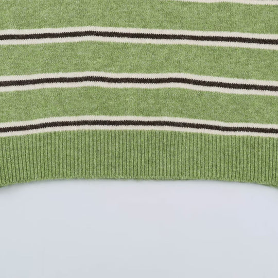Damen Oversize-Polopullover mit Streifenmuster und Knopfleiste Shop Nory