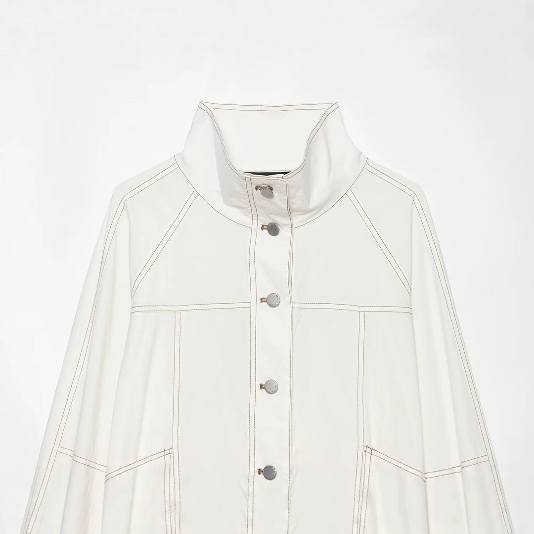 Damen Cropped Parka‑Jacke mit hohem Funnelkragen, Pattentaschen und Bindegürtel Shop Nory