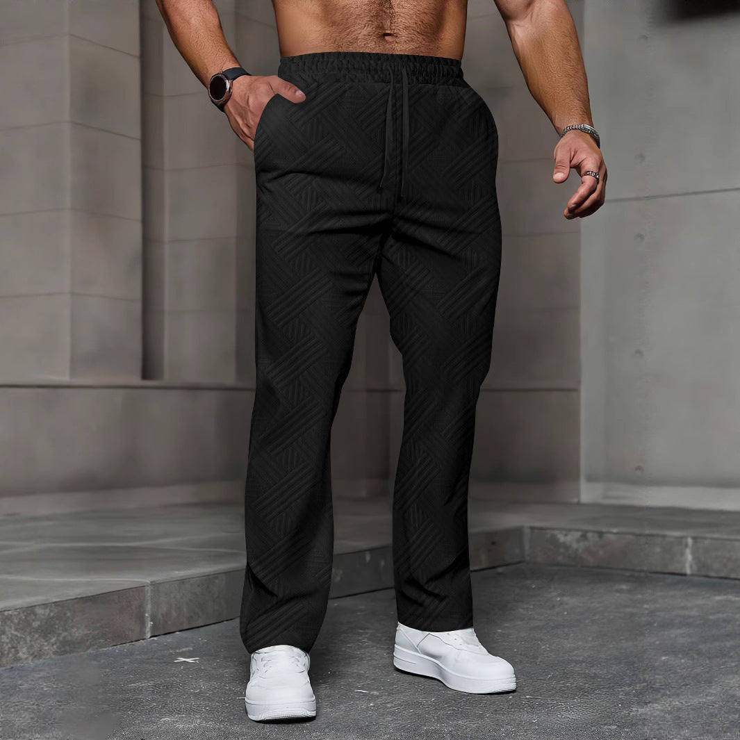 Herren nan strukturierte Relax-Jogginghose mit geometrischem Jacquard, elastischem Tunnelzug und geradem Bein Shop Nory