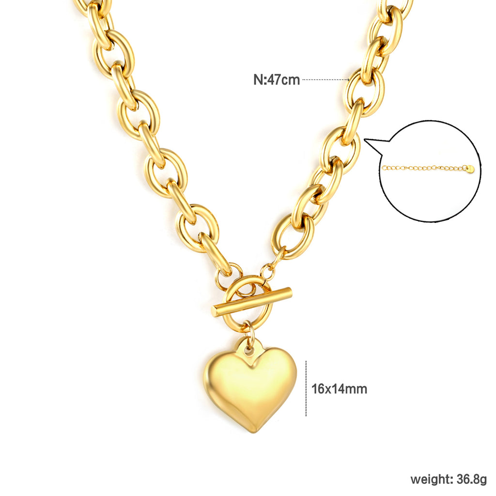 Damen Halskette mit Herz-Anhänger und elegantem Gliederdesign Shop Nory