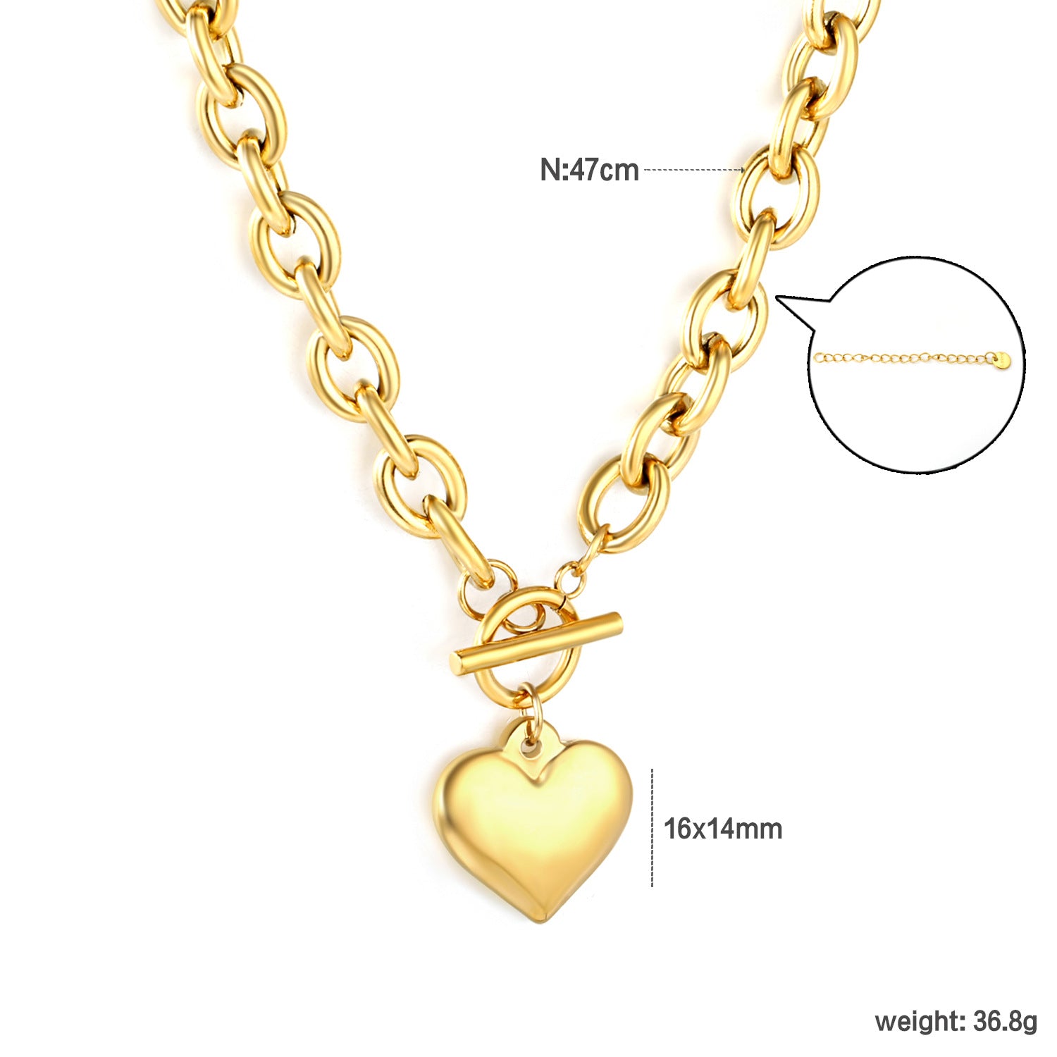 Damen Halskette mit Herz-Anhänger und elegantem Gliederdesign Shop Nory