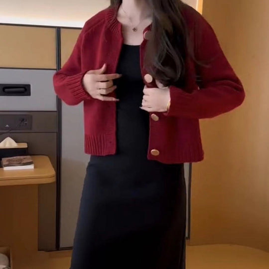 Damen Bequeme Strickjacke mit Knopfdetails Shop Nory