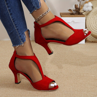 Damen Absatzsandalen mit offenen Riemen und modischem Schnürdesign