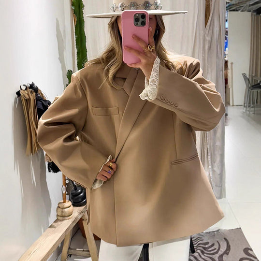 Damen Oversize-Blazer mit kastiger Silhouette, verdeckter Verschluss und Pattentaschen Shop Nory