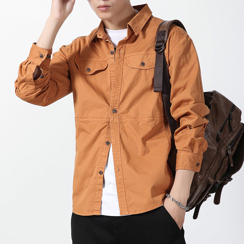 Herren leichte Canvas-Hemdjacke im Overshirt-Stil mit Brustpattentaschen und Knopfverschluss Shop Nory