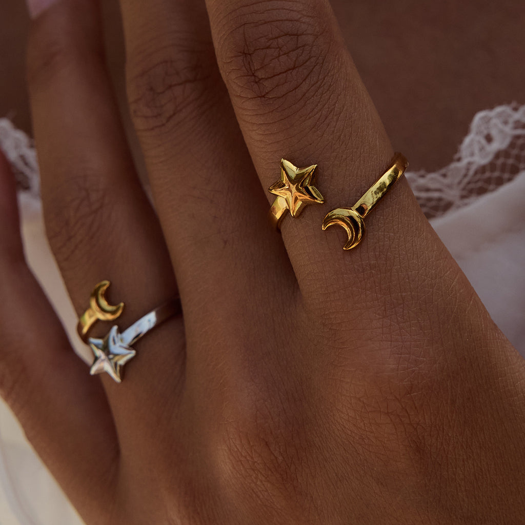 Damen Offener Ring mit Stern- und Schraubenschlüssel-Design Shop Nory