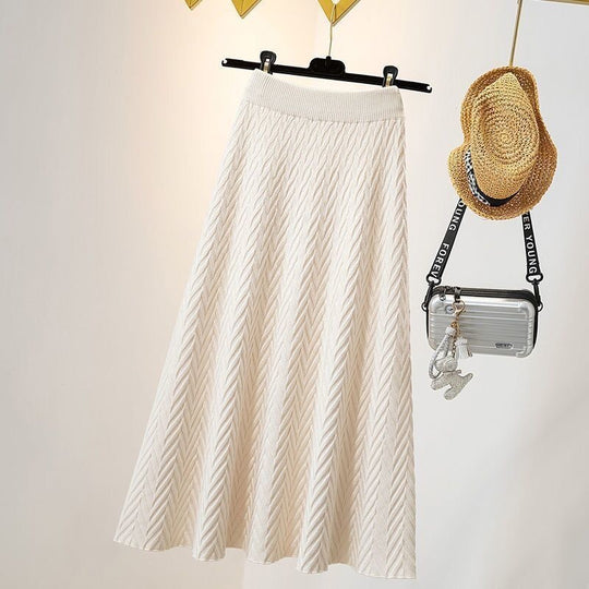Damen Eleganter Maxirock mit Chevron-Muster Shop Nory