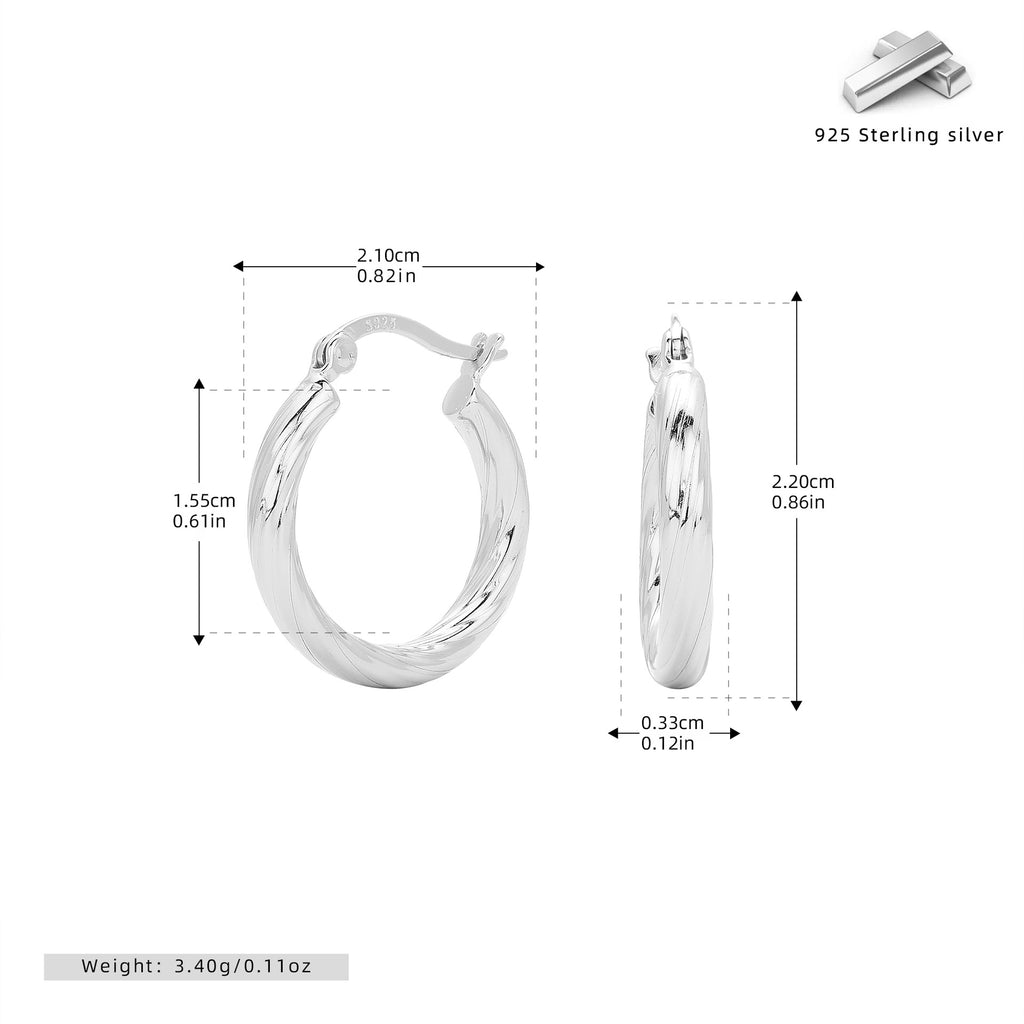 Damen Creolen mit elegantem geschwungenem Design aus hochwertigem 925 Sterling Silber Shop Nory