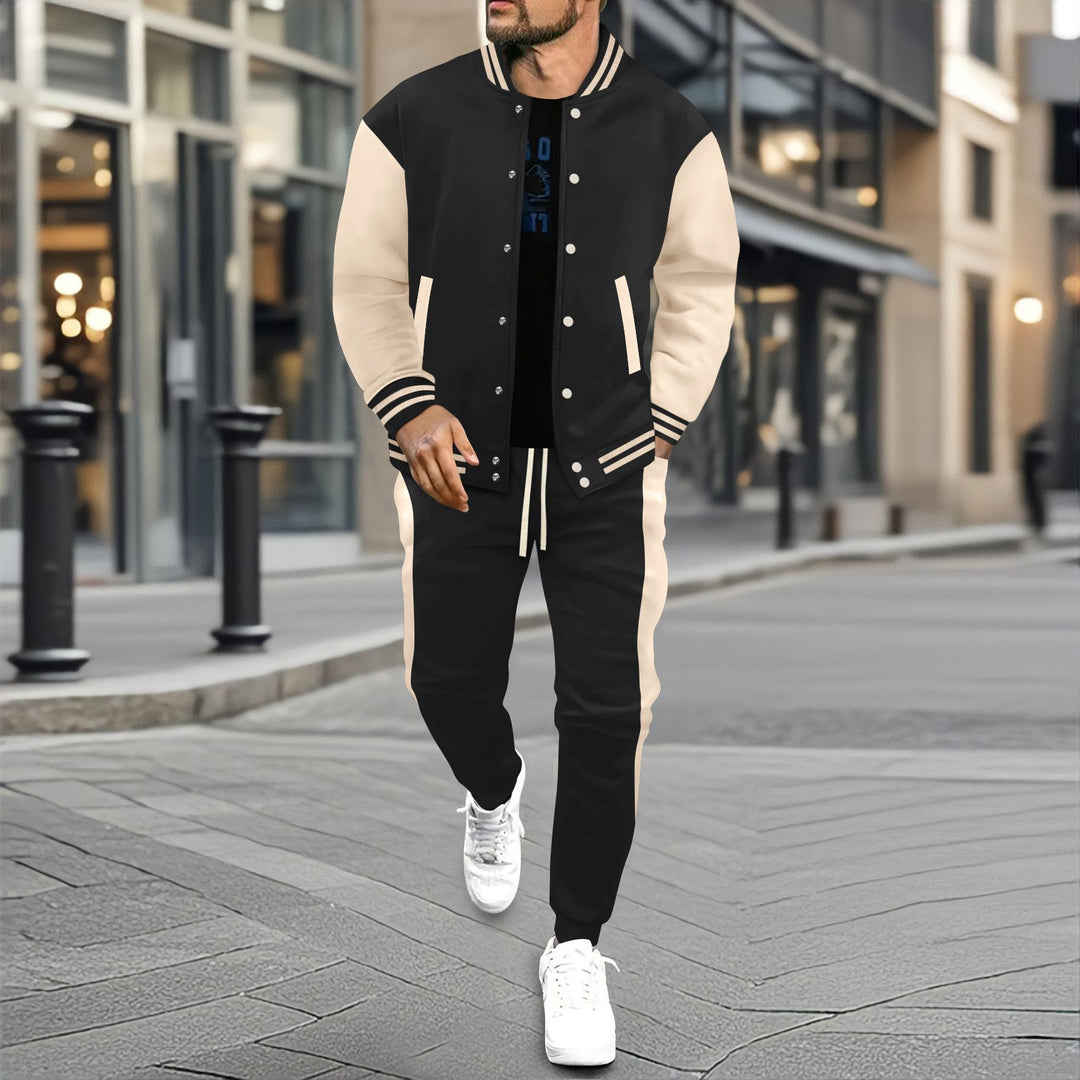 Herren nan College-Trainingsanzug aus Baumwollmischung mit gesteppter Collegejacke und tapered Jogginghose Shop Nory