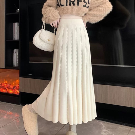 Damen Eleganter Plisseerock mit gehäkeltem Muster Shop Nory
