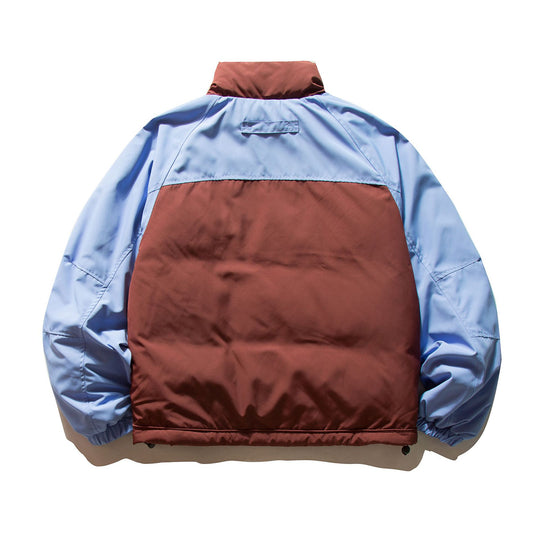 Unisex Kurz geschnittene Colorblock-Wattierungsjacke mit Raglanärmeln und hohem Stehkragen Shop Nory