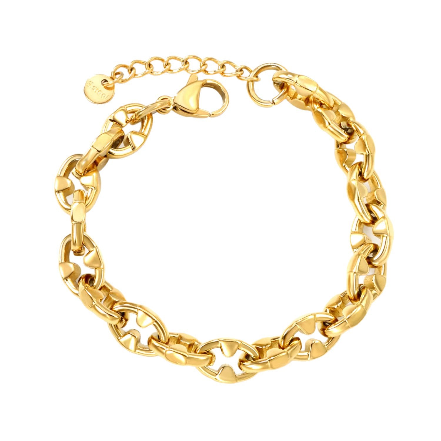 Damen trendiges Gliederarmband aus hochwertigem Edelstahl mit verstellbarem Verschluss Shop Nory