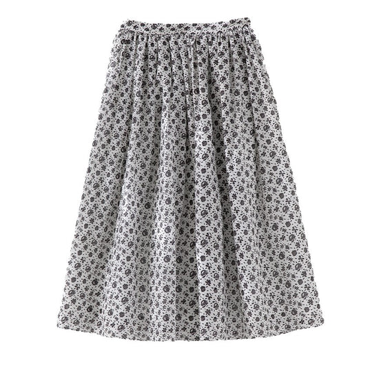 Damen Midirock mit gerafftem Bund und kleinem Blumenprint Shop Nory