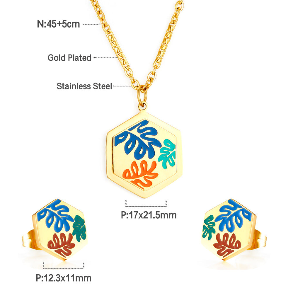 Damen Schmuckset mit buntem Anhänger und eleganten Ohrringen Shop Nory