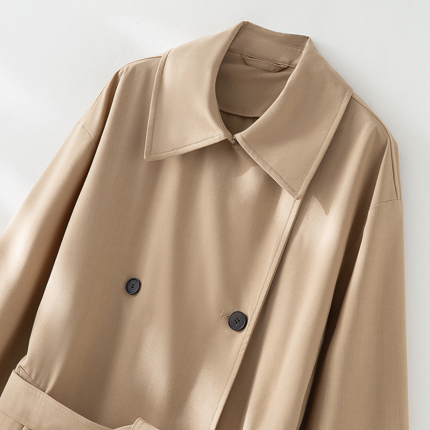 Herren Langer Doppelreihiger Trenchcoat mit Oversize-Schnitt und Reverskragen Shop Nory
