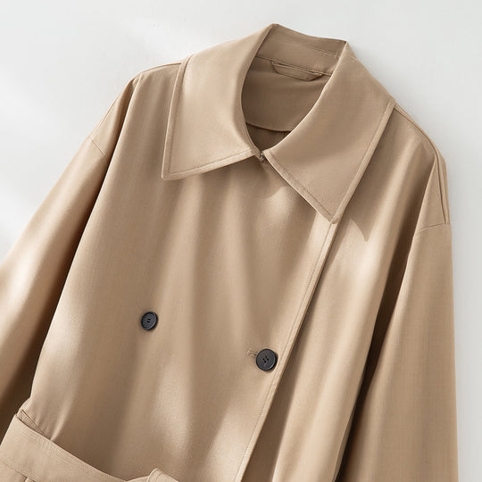 Herren Langer Doppelreihiger Trenchcoat mit Oversize-Schnitt und Reverskragen Shop Nory